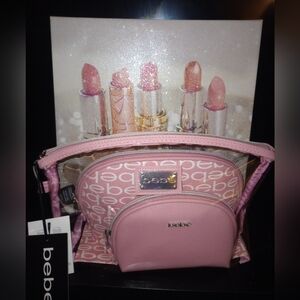 bebe Triple Pink And Clear Cosmetic Bag Set